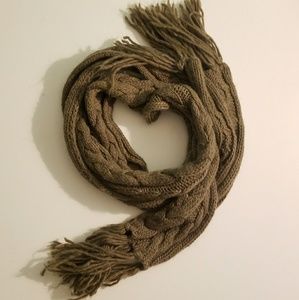 Long Cable Knit Scarf w/ Fringe
